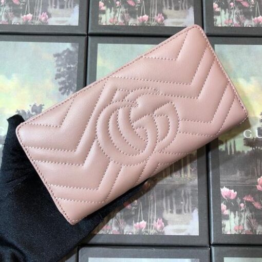 Replica Gucci 443123 GG Marmont Zip Around Wallet Light Pink