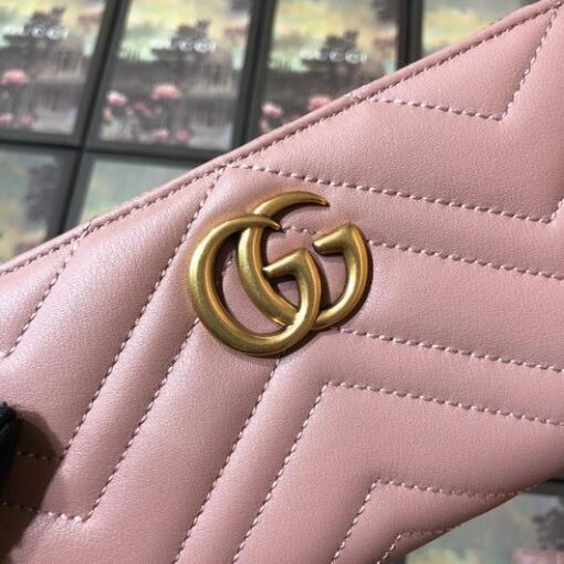Replica Gucci 443123 GG Marmont Zip Around Wallet Light Pink 2