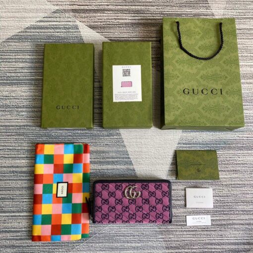 Replica Gucci 443123 GG Marmont Matelassé Zip Around Wallet Purple 8