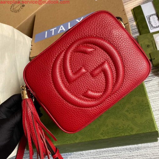 Replica Gucci 308364 Soho small leather crossbody-bags disco bag Red 4