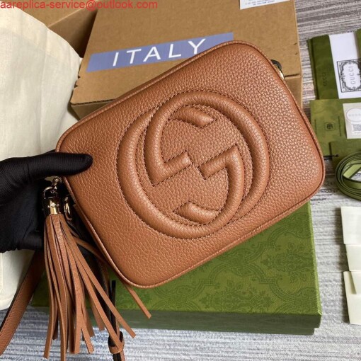 Replica Gucci 308364 Soho small leather crossbody-bags disco bag Brown 4