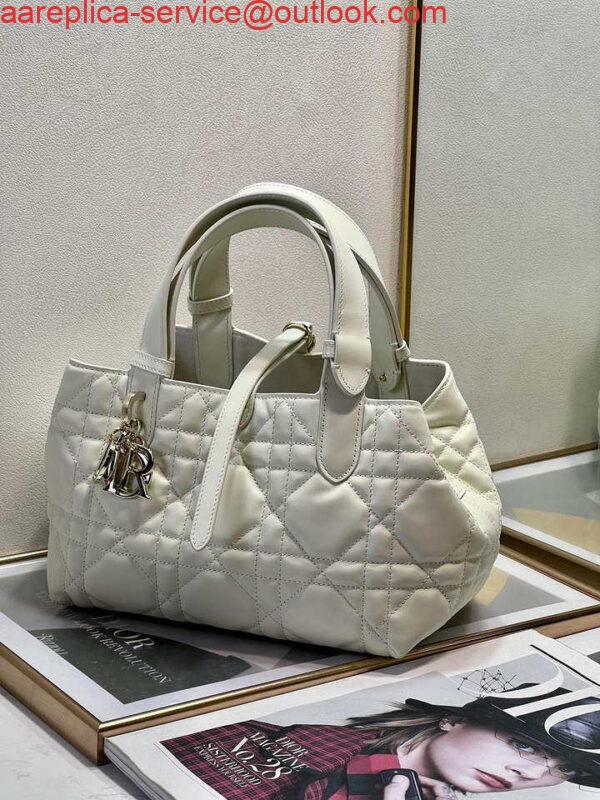 Replica Dior M2822 Small Dior Toujours Bag White Macrocannage Calfskin