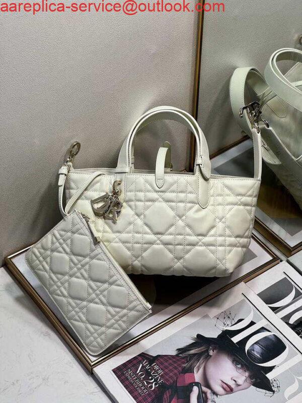 Replica Dior M2822 Small Dior Toujours Bag White Macrocannage Calfskin 2