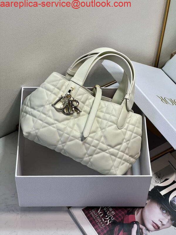 Replica Dior M2822 Small Dior Toujours Bag White Macrocannage Calfskin 4