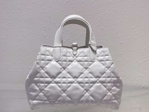 Replica Dior M2821 Medium Dior Toujours Bag White Macrocannage Calfskin 5