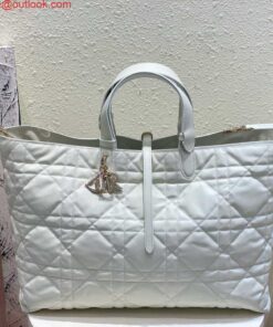 Replica Dior M2820 Large Dior Toujours Bag White Macrocannage Calfskin
