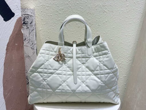 Replica Dior M2820 Large Dior Toujours Bag White Macrocannage Calfskin 2