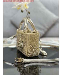 Replica Dior S0910 Micro Lady D-joy Bag Gold-Tone Satin with Gradient Bead Embroidery 2