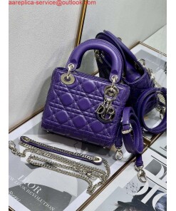 Replica Dior M0505 Mini LADY Dior Bag Purple Cannage Lambskin