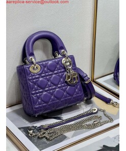 Replica Dior M0505 Mini LADY Dior Bag Purple Cannage Lambskin 2