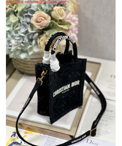 Replica Dior S5555 Mini Dior Book Tote Phone Bag Black lace flowers S1108