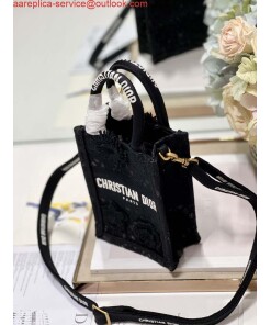 Replica Dior S5555 Mini Dior Book Tote Phone Bag Black lace flowers S1108 2