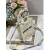 Replica Dior S5555 Mini Dior Book Tote Phone Bag Biege lace flowers S1109