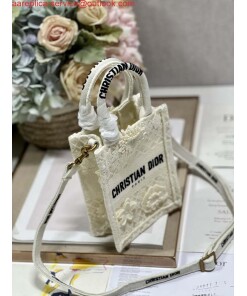 Replica Dior S5555 Mini Dior Book Tote Phone Bag Biege lace flowers S1109