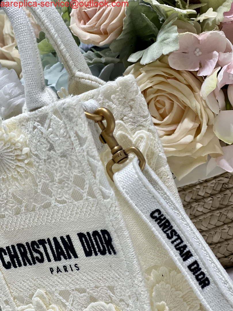 Replica Dior S5555 Mini Dior Book Tote Phone Bag Biege lace flowers S1109 3 Replica Dior S5555 Mini Dior Book Tote Phone Bag Biege lace flowers S1109 3