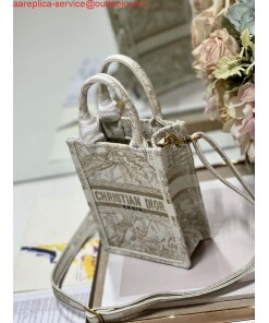 Replica Dior S5555 Mini Dior Book Tote Phone Bag White Eembroidery S1107 2