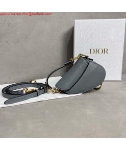 Replica Dior S5685 Micro Saddle Bag With Strap Scarlet Gray Goatskin