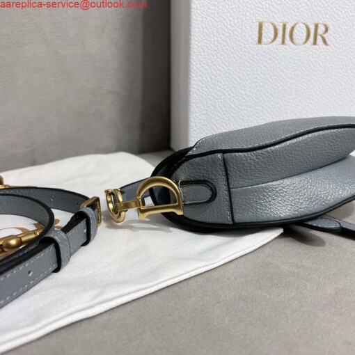 Replica Dior S5685 Micro Saddle Bag With Strap Scarlet Gray Goatskin 2
