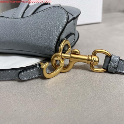 Replica Dior S5685 Micro Saddle Bag With Strap Scarlet Gray Goatskin 6