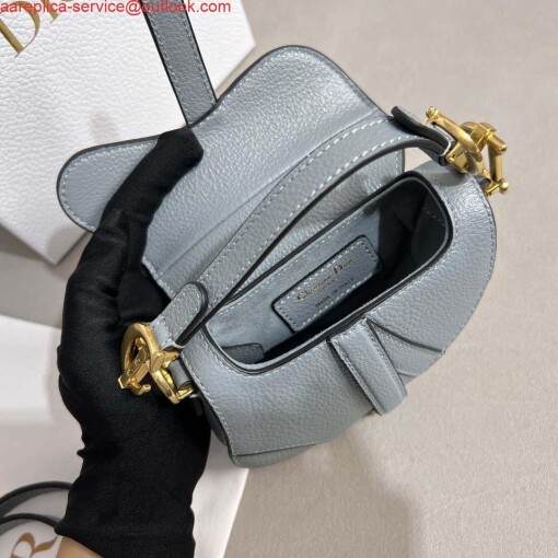 Replica Dior S5685 Micro Saddle Bag With Strap Scarlet Gray Goatskin 7
