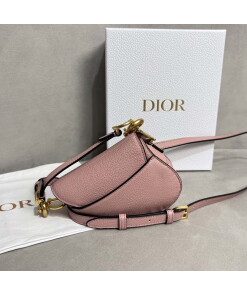 Replica Dior S5685 Micro Saddle Bag With Strap Scarlet Pink Goatskin