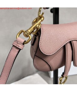 Replica Dior S5685 Micro Saddle Bag With Strap Scarlet Pink Goatskin 2
