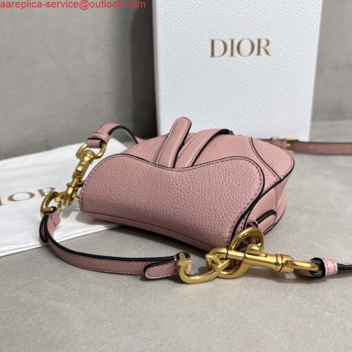 Replica Dior S5685 Micro Saddle Bag With Strap Scarlet Pink Goatskin 3