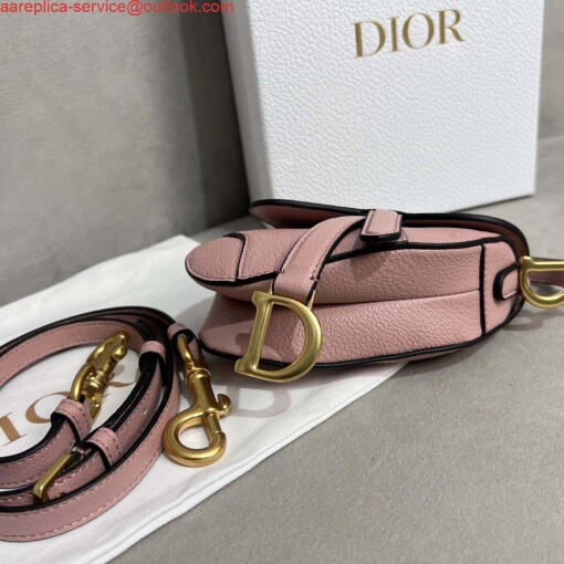 Replica Dior S5685 Micro Saddle Bag With Strap Scarlet Pink Goatskin 5