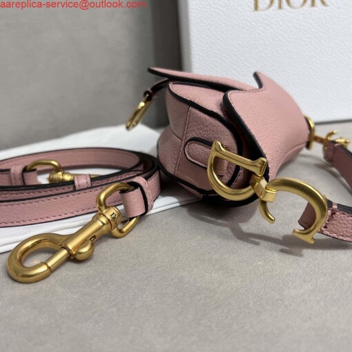 Replica Dior S5685 Micro Saddle Bag With Strap Scarlet Pink Goatskin 6