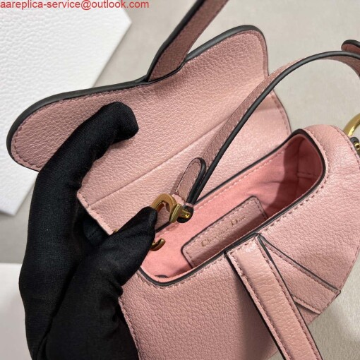 Replica Dior S5685 Micro Saddle Bag With Strap Scarlet Pink Goatskin 7