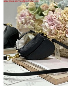 Replica Dior S5685 Micro Saddle Bag With Strap Scarlet Black Goatskin 2