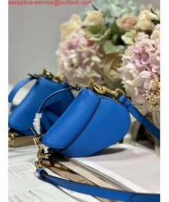 Replica Dior S5685 Micro Saddle Bag With Strap Scarlet Blue Goatskin 2