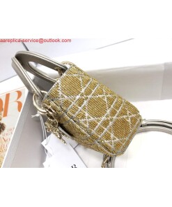 Replica Dior S0856 MICRO LADY DIOR BAG Horizon Yellow Metallic Cannage Lambskin Embroidered with Beads 2