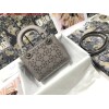 Replica Dior M0505 Mini Dior Lady Bag Gray Metallic Cannage Lambskin with Beaded Embroidery