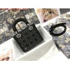 Replica Dior M0505 Mini Dior Lady Bag Black Metallic Cannage Lambskin with Beaded Embroidery