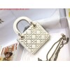 Replica Dior M0505 Mini Dior Lady Bag White Metallic Cannage Lambskin with Beaded Embroidery