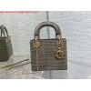 Replica Dior M0505 Mini Dior Lady Bag Kaki Cannage Crocodile Gold