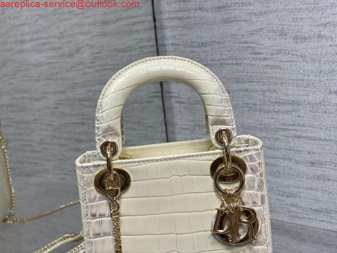 Replica Dior M0505 Mini Dior Lady Bag Beige Cannage Crocodile Gold 2 Replica Dior M0505 Mini Dior Lady Bag Beige Cannage Crocodile Gold 2