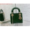 Replica Dior M0505 Mini Dior Lady Bag Beige Cannage Crocodile Gold 9