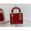 Replica Dior M0505 Mini Dior Lady Bag Red Cannage Crocodile Gold 10