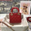 Replica Dior M0505 Mini Dior Lady Bag Red Cannage lambskin Gold with Red Logo