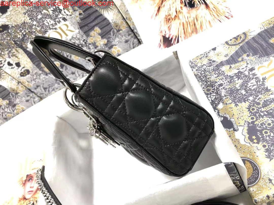 Replica Dior M0505 Mini Dior Lady Bag Black Cannage lambskin Sliver 2 Replica Dior M0505 Mini Dior Lady Bag Black Cannage lambskin Sliver 2