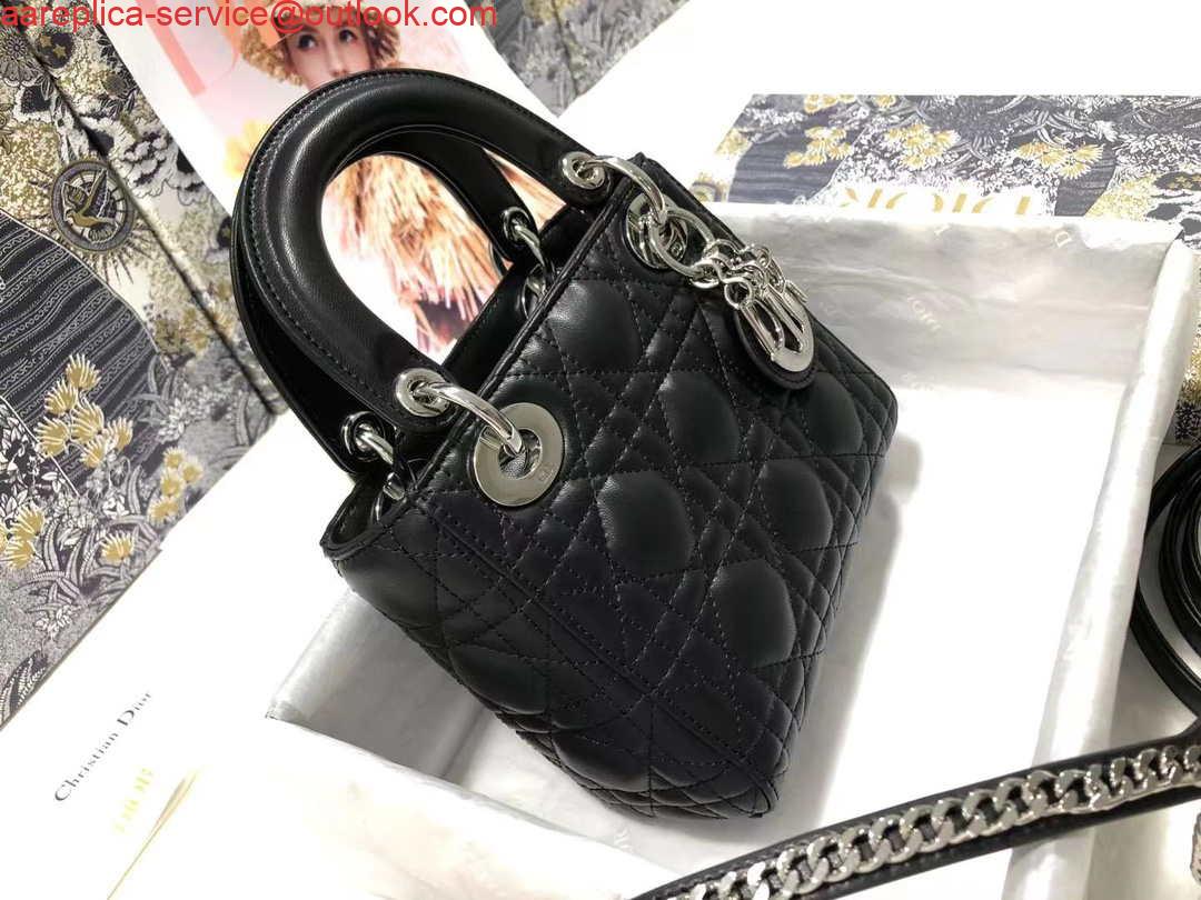 Replica Dior M0505 Mini Dior Lady Bag Black Cannage lambskin Sliver 4 Replica Dior M0505 Mini Dior Lady Bag Black Cannage lambskin Sliver 4