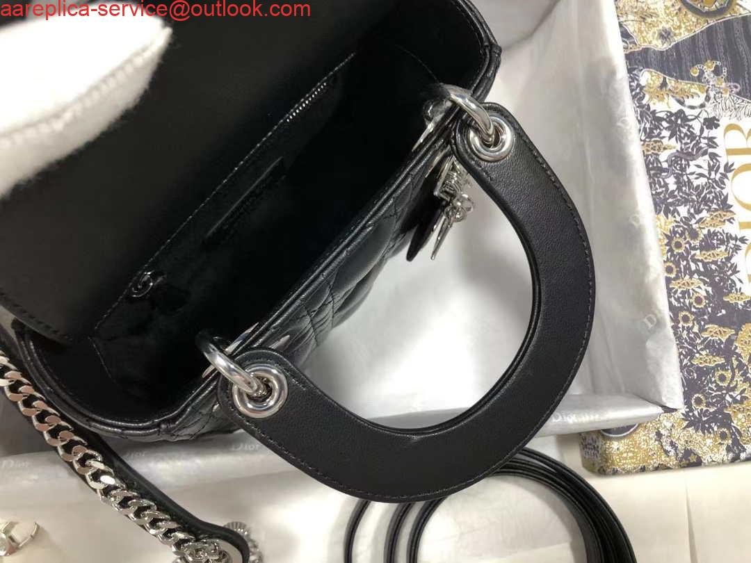Replica Dior M0505 Mini Dior Lady Bag Black Cannage lambskin Sliver 7 Replica Dior M0505 Mini Dior Lady Bag Black Cannage lambskin Sliver 7