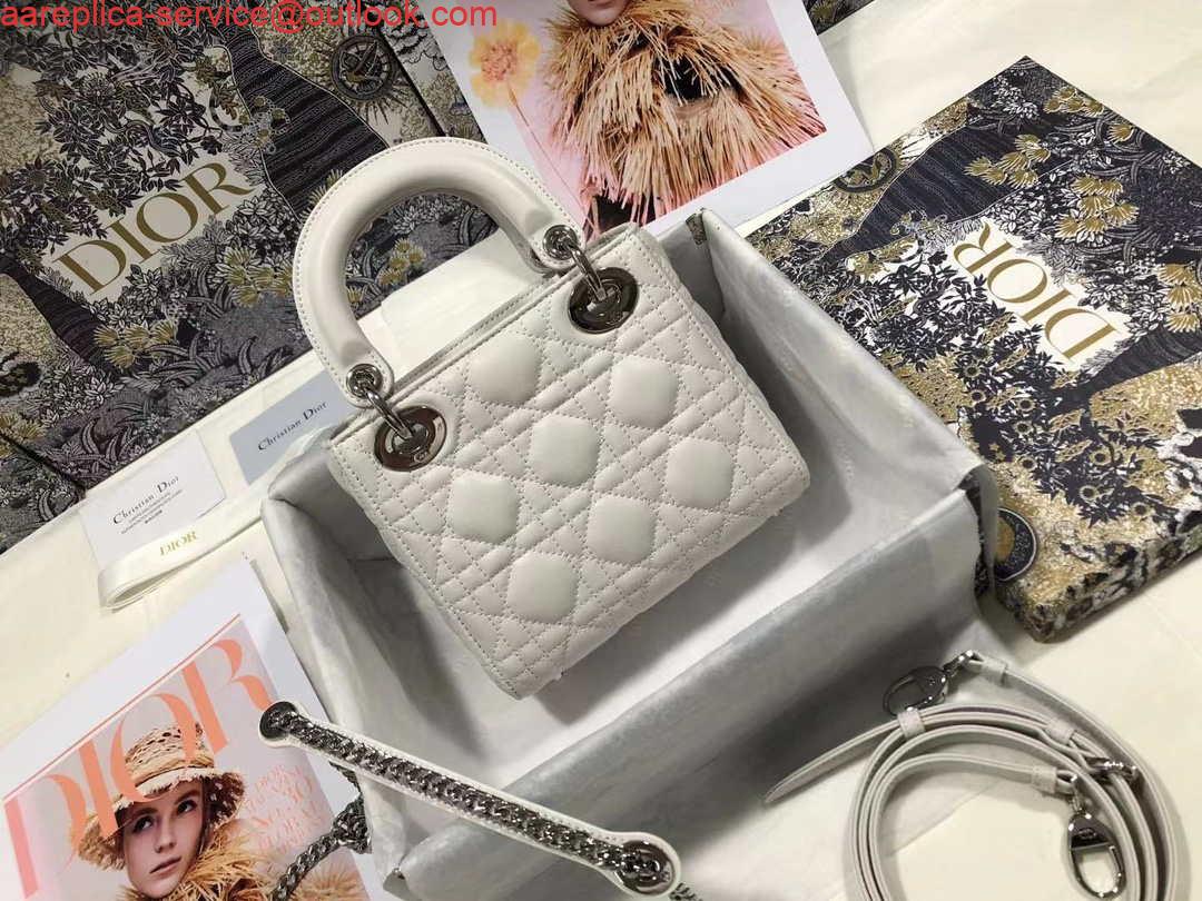 Replica Dior M0505 Mini Dior Lady Bag White Cannage lambskin Sliver Replica Dior M0505 Mini Dior Lady Bag White Cannage lambskin Sliver