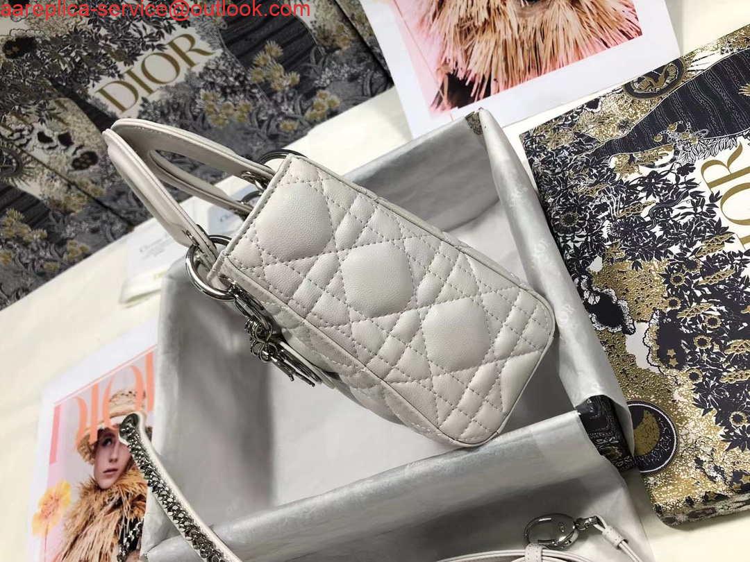 Replica Dior M0505 Mini Dior Lady Bag White Cannage lambskin Sliver 2 Replica Dior M0505 Mini Dior Lady Bag White Cannage lambskin Sliver 2
