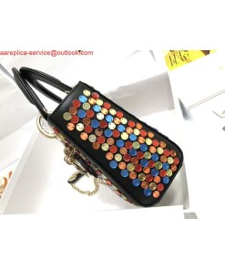 Replica Dior S0856 Micro Lady Dior Bag Horizon Black Metallic Cannage Lambskin with multicolor embroidery sequins 2