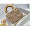 Replica Dior M0505 Mini Dior Lady Bag Gold Embroidered white resin beads