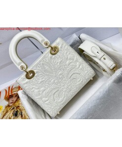 Replica Dior M0538 Small Lady Dior My ABCDIOR Bag Latte Quilted-Effect Lambskin White