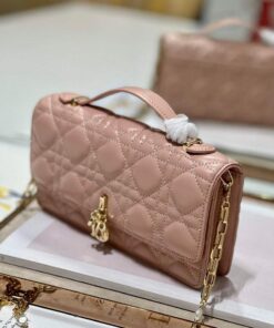 Replica Dior S0980 Mini Miss Dior Bag Latte Cannage Lambskin Pink 2
